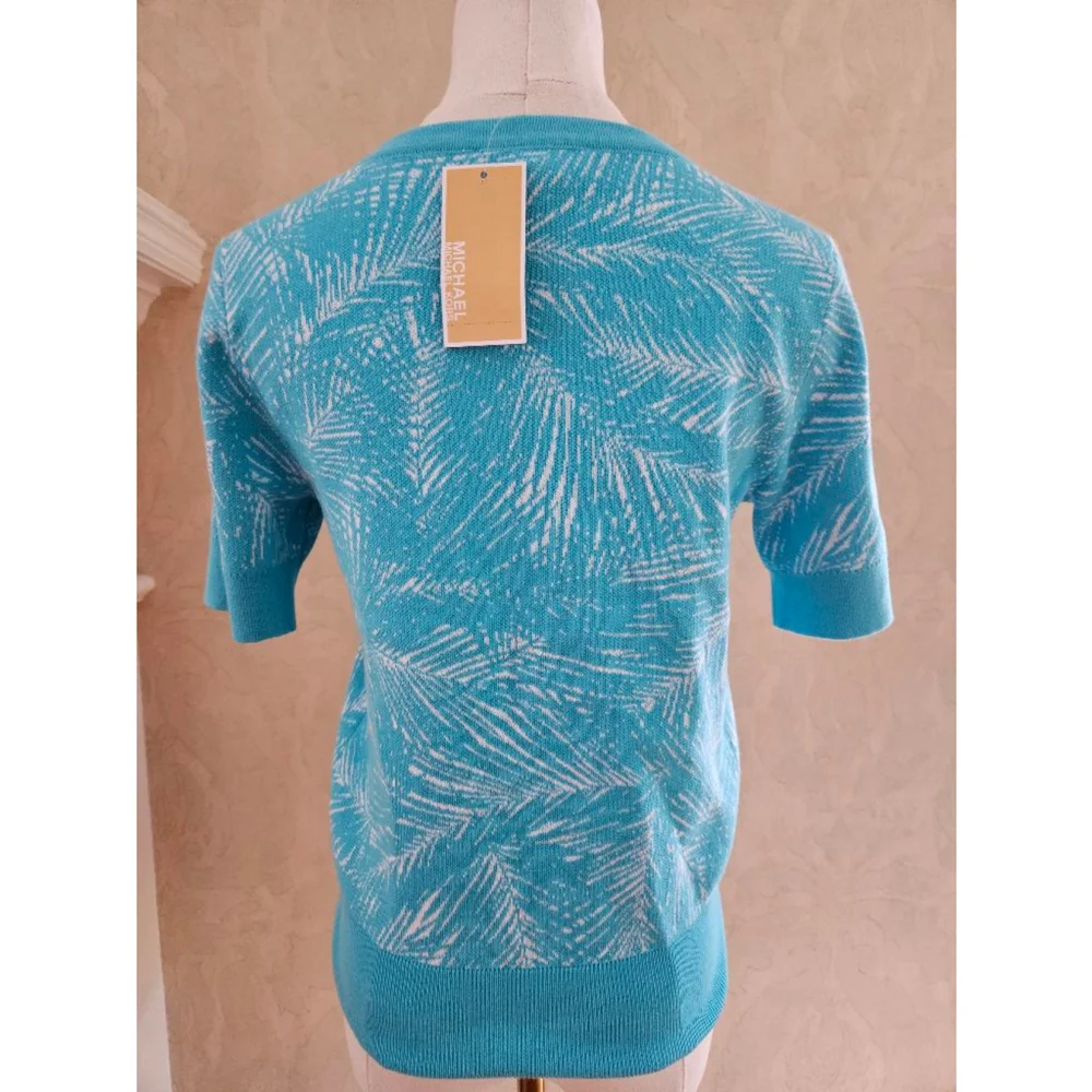 NWT Michael Kors Short Sleeve Blue Sweater-Small
